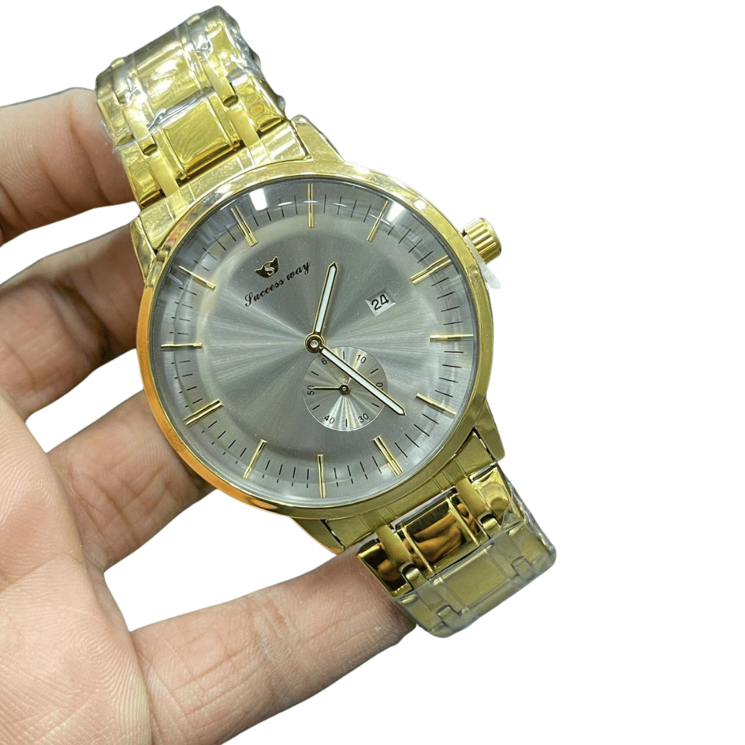 Luxury Gold & Silver Quartz Analog Watch