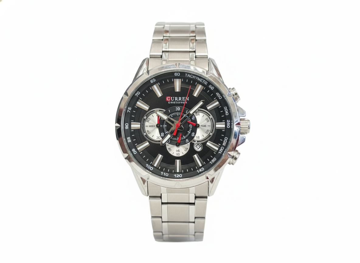 Black And Green Dial Stainless Steel Men's Watch