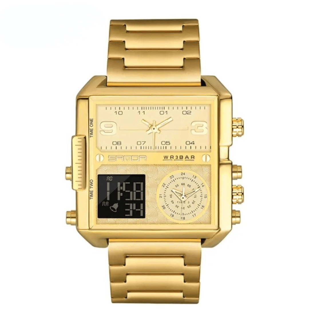 Sanda Luxury Square Dual Display Watch